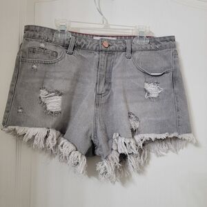 Toast Jeans Size L Gray Wash Distressed Frayed Cutoff Jean Shorts, Exc Used Cond
